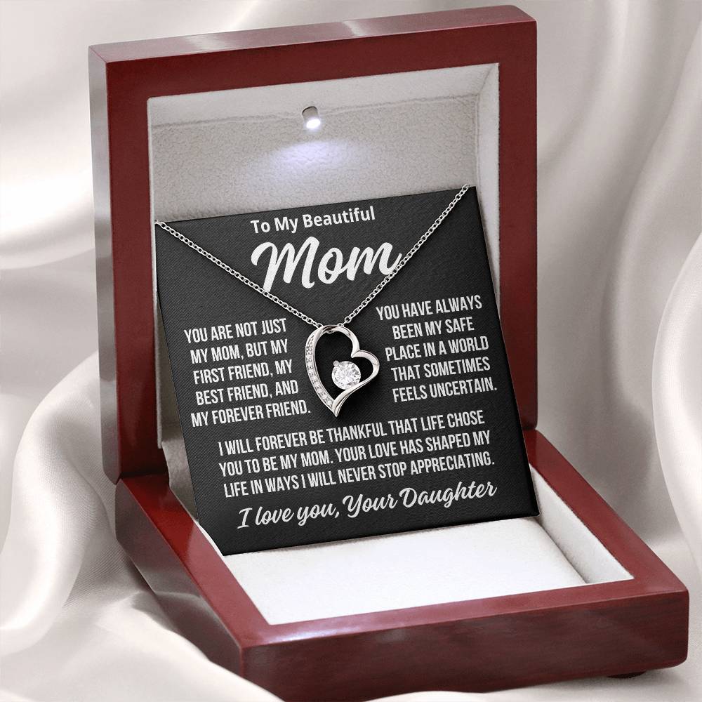 To Mom From Daughter "My Safe Place.." Zirconia Necklace