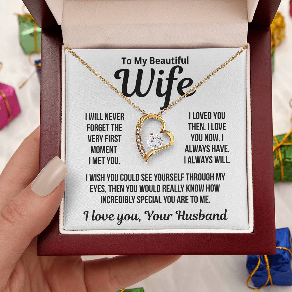 To My Wife "I Loved You Then I Love You Now...." Zirconia Necklace