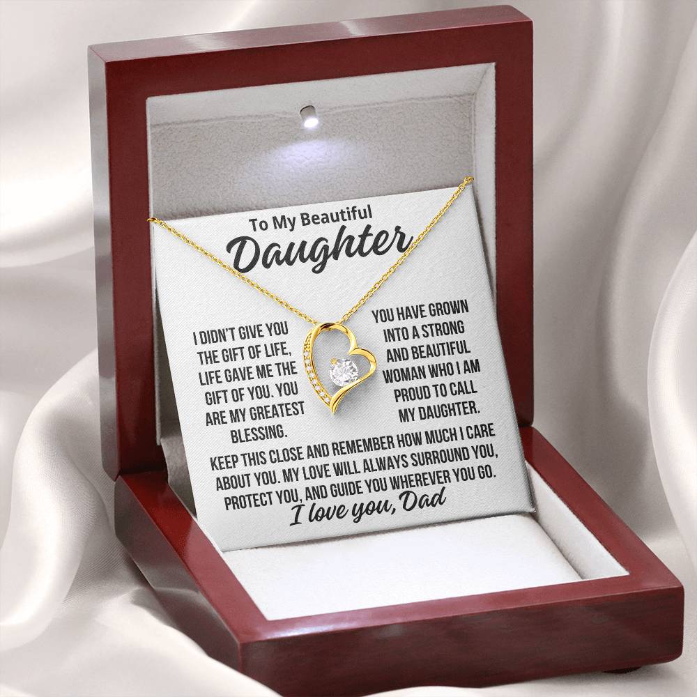 To My Daughter From Dad "Love Will Always Surround You..." Zirconia Necklace
