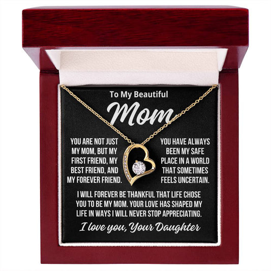 To Mom From Daughter "My Safe Place.." Zirconia Necklace