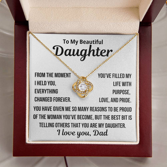 To my Daughter "Proud Of the Woman You Have Become..." Love Knot Necklace