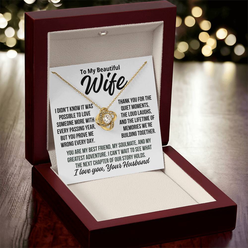 To My Wife "Lifetime Of Memories..." Love Knot Necklace