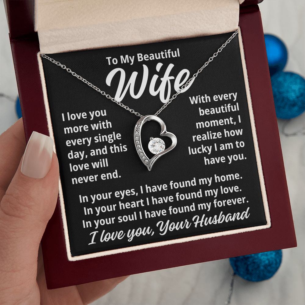 To My Wife  "I Love You More..." Zirconia Necklace