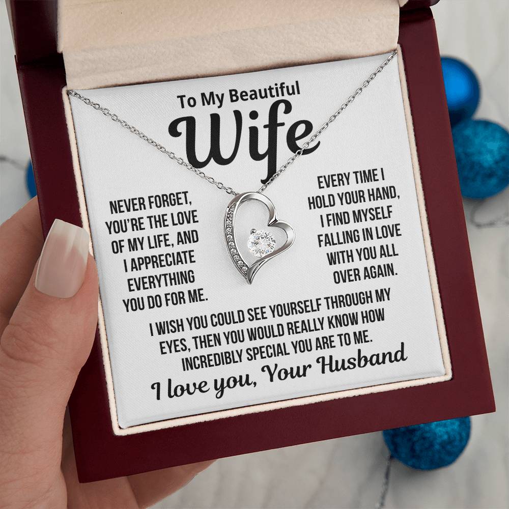 To My Wife" You’re the  love of my life.." Zirconia Necklace