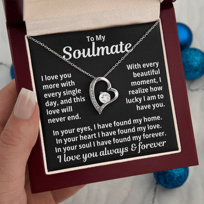 To My Soulmate  "Love You More Every Day...." Zirconia Necklace