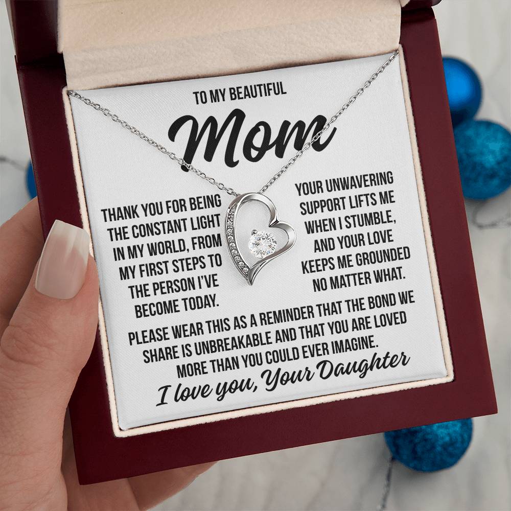 To My Mom "The Constant Light..." Zirconia Necklace