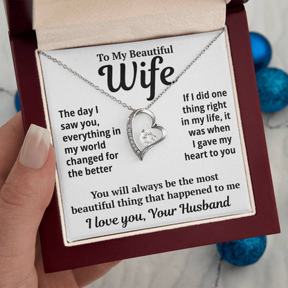To My Wife "My World Changed For The Better..." Zirconia Necklace