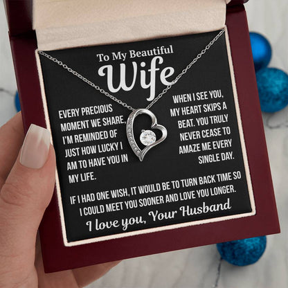 To My Wife  "Every Precious Moment..."  Zirconia Necklace