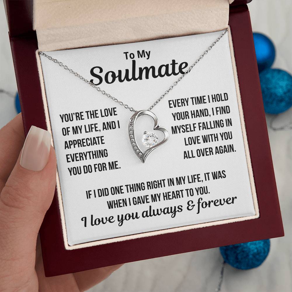 To My Soulmate  "Love of my life..." Zirconia Necklace
