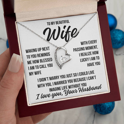 To My Wife  "Blessed To Call You My Wife..."  Zirconia Necklace