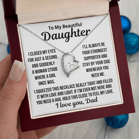 To My Daughter "Strongest suporter..." Zirconia Necklace