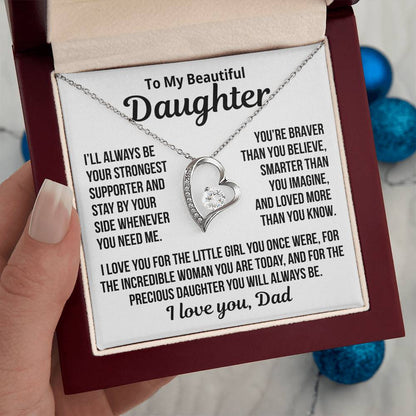 To My Daughter "Braver Than You Believe.." Zirconia Necklace