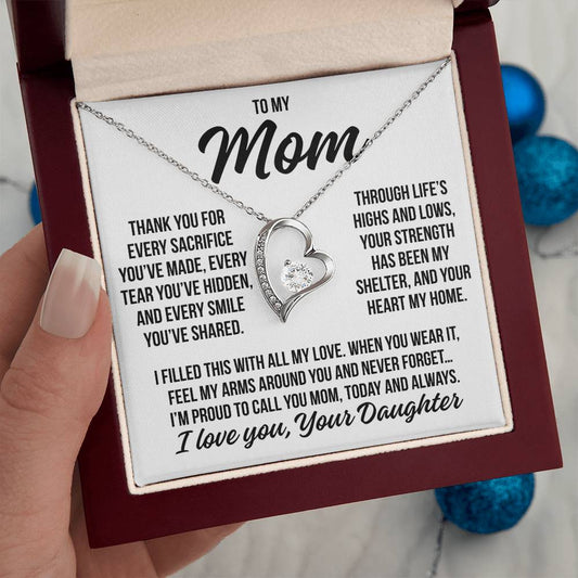 To My Mom "Every Sacrifice..." Zirconia Necklace