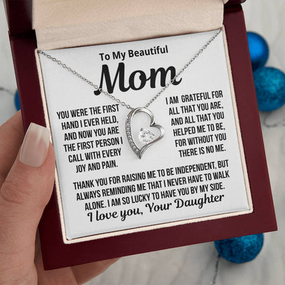 To My Mom "Grateful For All That You Are..." Zirconia Necklace