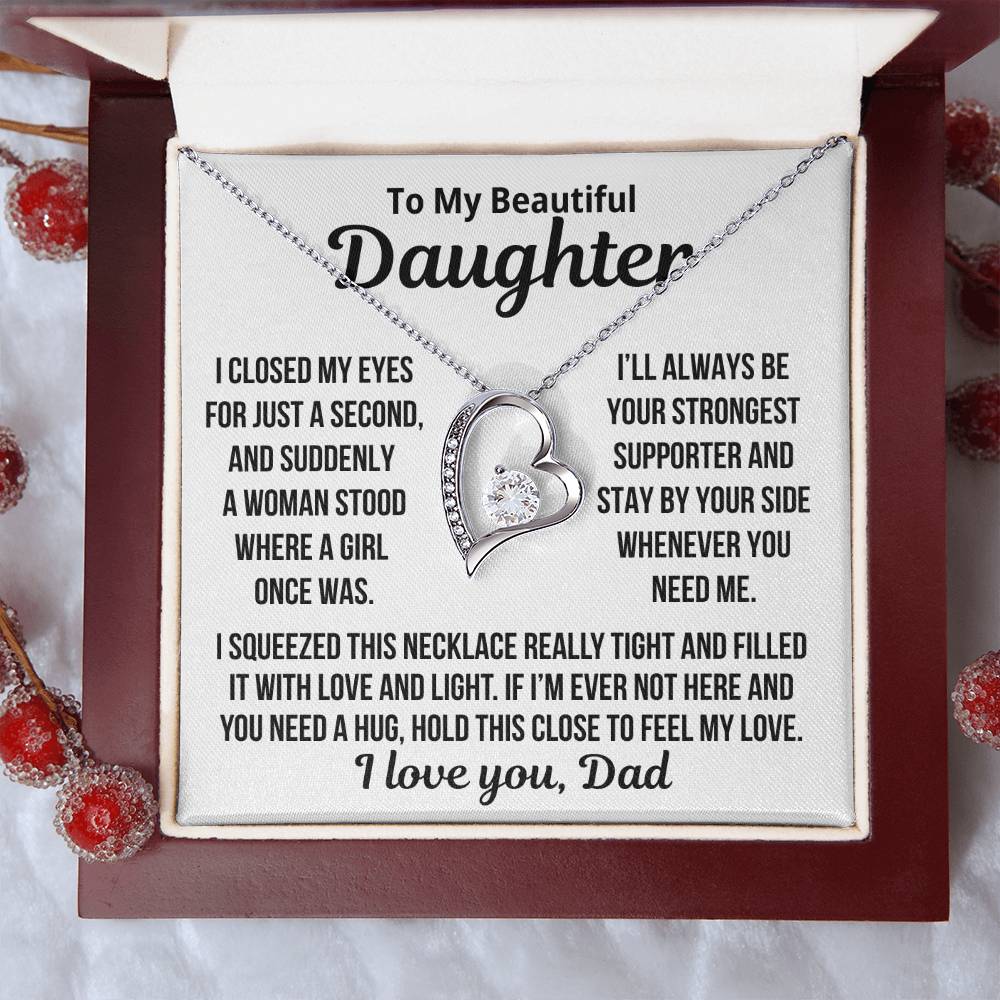 To My Daughter "Strongest suporter..." Zirconia Necklace