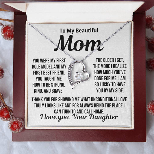 To My Mom "My First Role Model.." Zirconia Necklace
