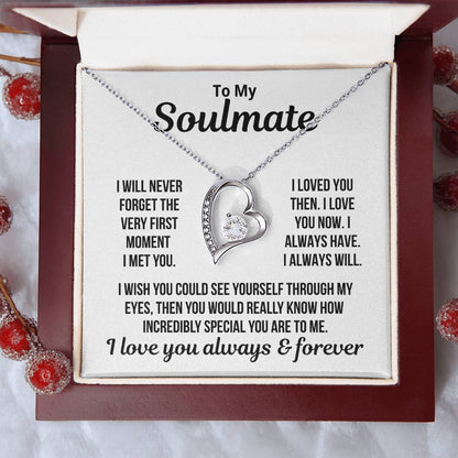 To My Soulmate "I Loved You Then I Love You Now..." Zirconia Necklace