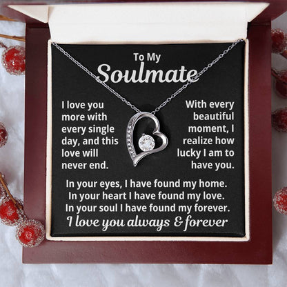 To My Soulmate  "Love You More Every Day...." Zirconia Necklace