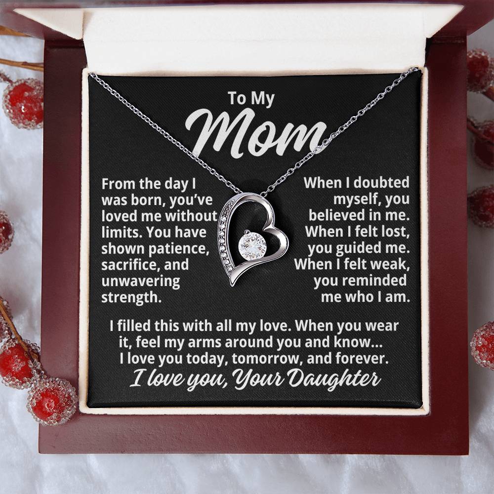 To My Mom "Loved Without Limits..." Zirconia Necklace