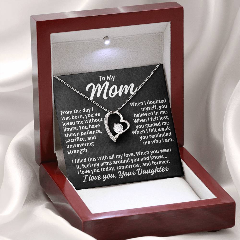 To My Mom "Loved Without Limits..." Zirconia Necklace