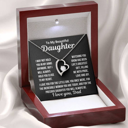 To My Daughter "Hold you close to my heart..." Zirconia Necklace