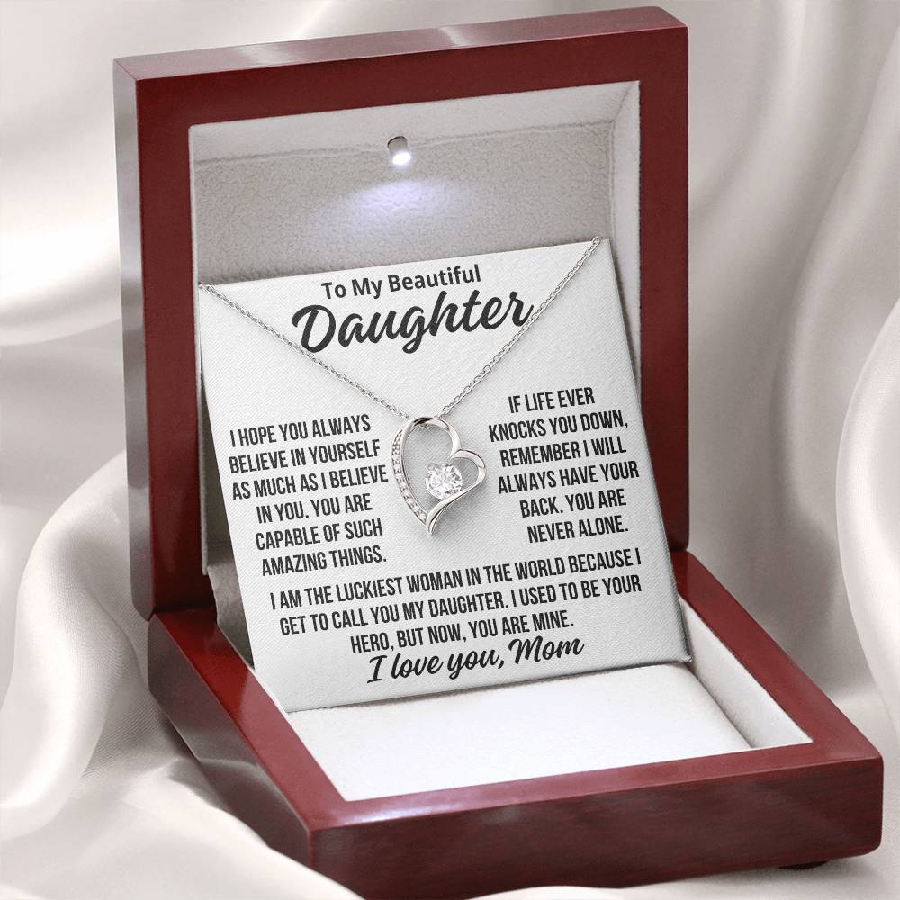 To My Daughter From Mom "I Will Always Have Your Back..." Zirconia Necklace