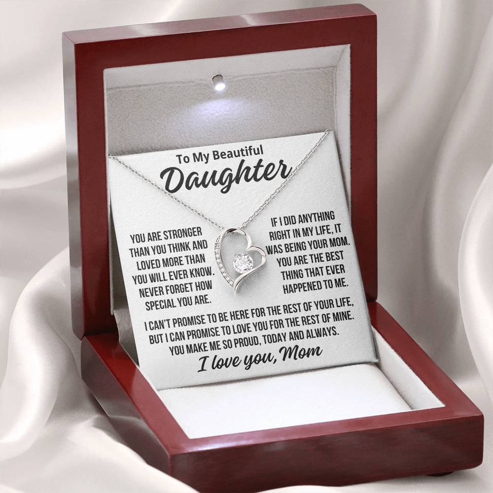 To My Daughter From Mom "Loved More Than You Know..." Zirconia Necklace