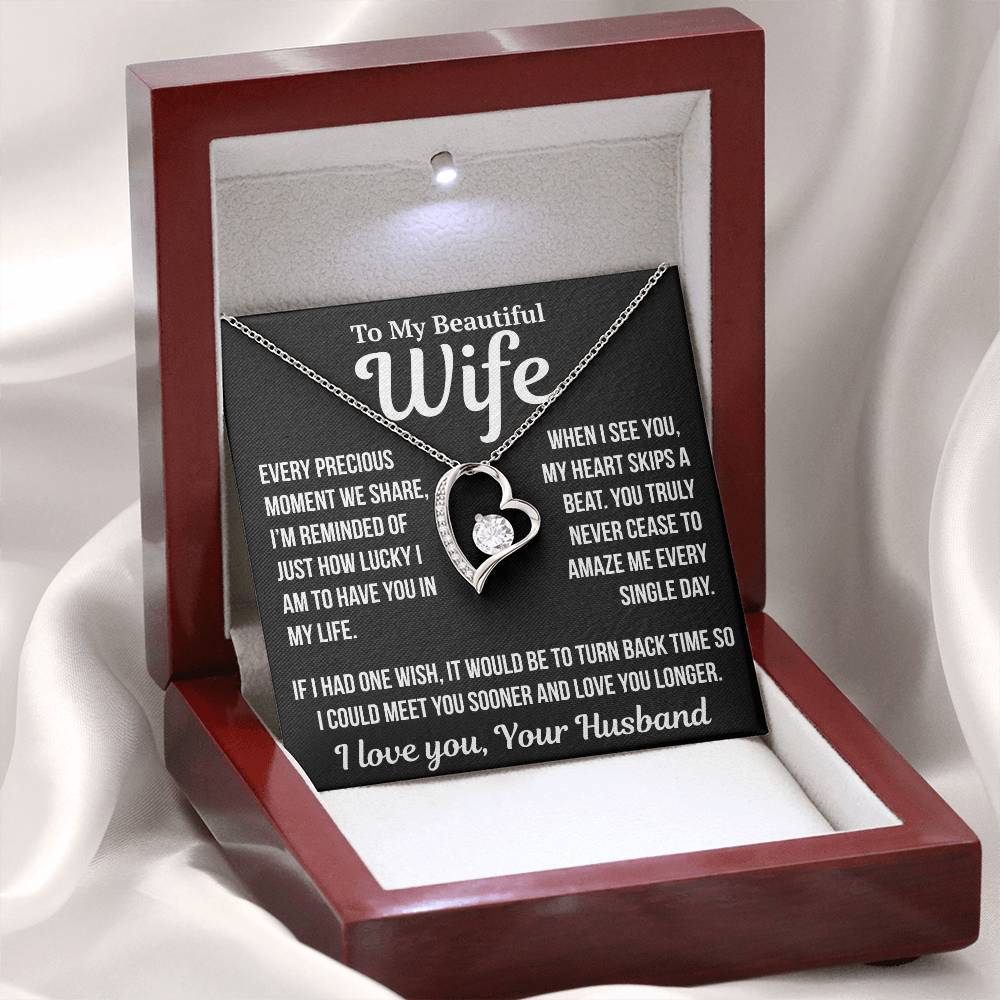 To My Wife  "Every Precious Moment..."  Zirconia Necklace