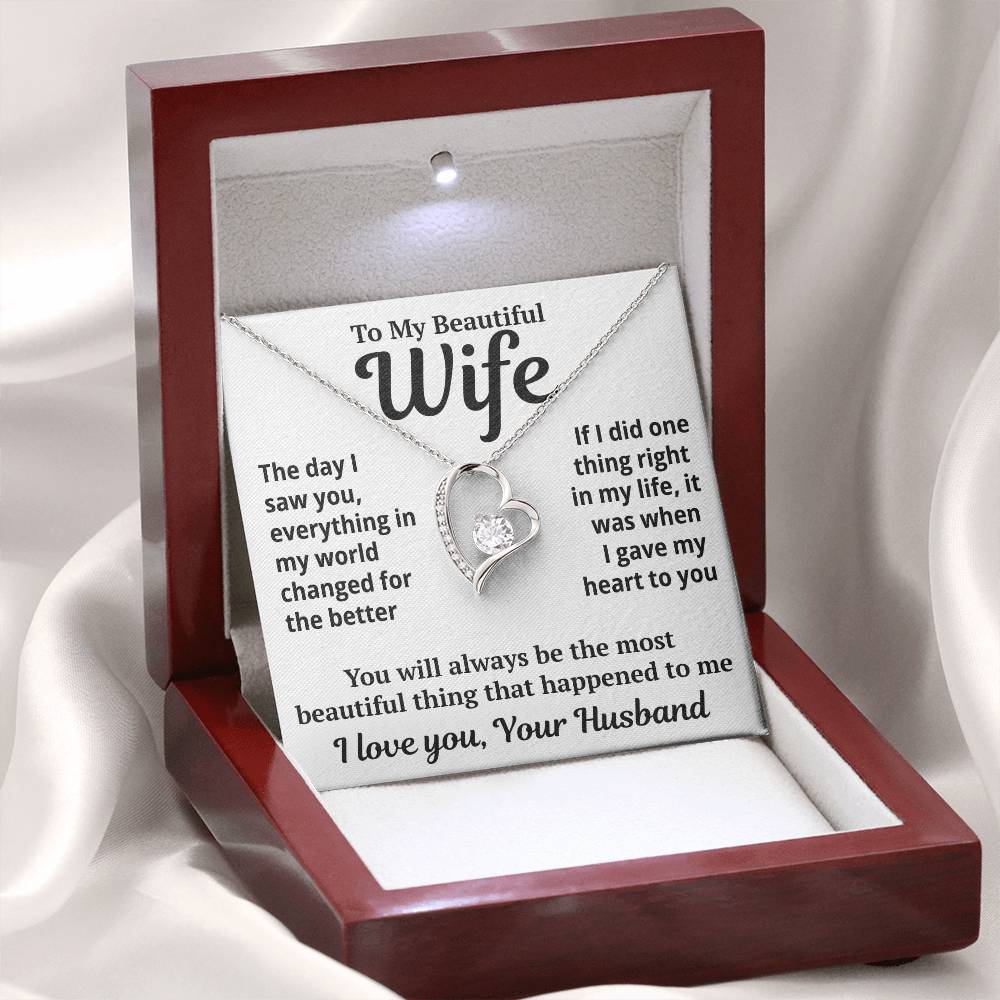 To My Wife "My World Changed For The Better..." Zirconia Necklace