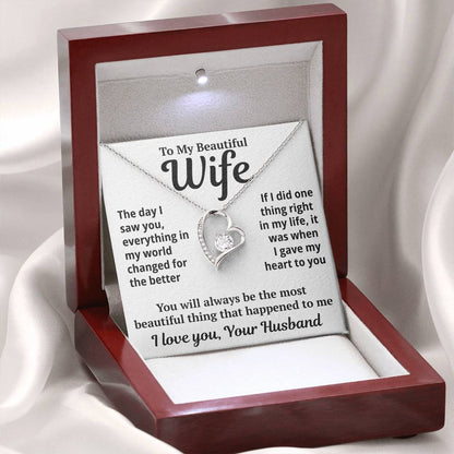 To My Wife "My World Changed For The Better..." Zirconia Necklace