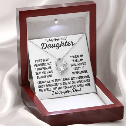 To My Daughter From Dad 'You Are My Hero.." Zirconia Necklace