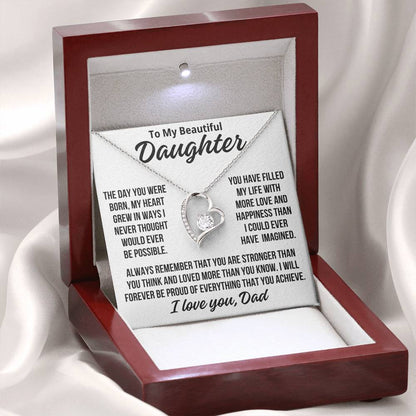 To My Daughter From Dad "Forever Proud..." Zirconia Necklace