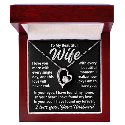 To My Wife  "I Love You More..." Zirconia Necklace