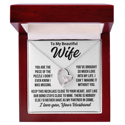 To My Wife "The Missing Piece Of The Puzzle..." Zirconia Necklace