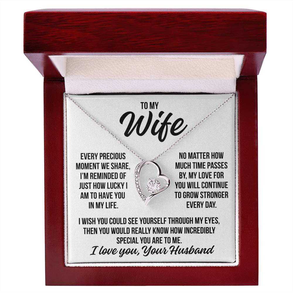 To My Wife  "My Love For You Will Only Grow Stronger...". Zirconia Necklace