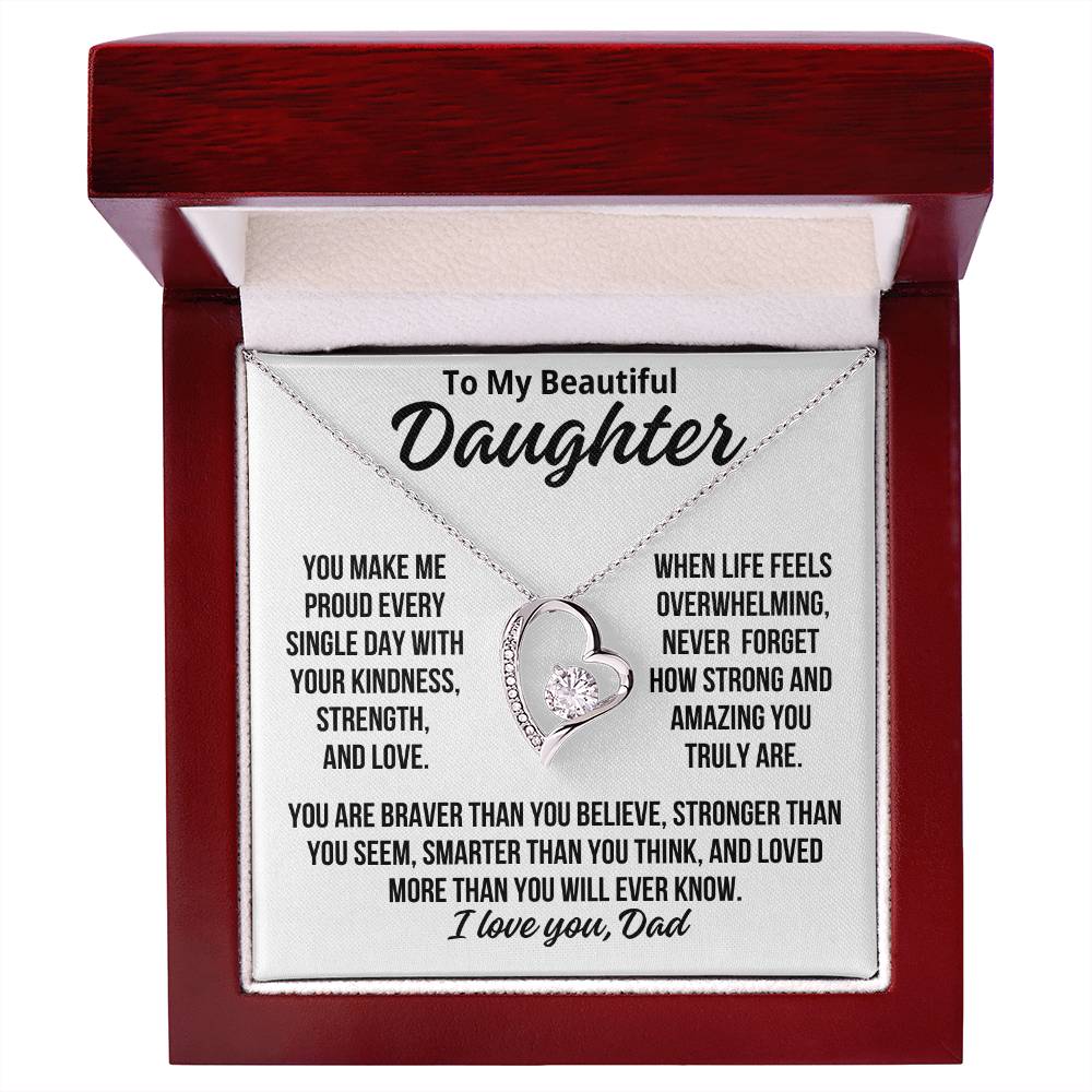 To My Daughter From Dad "You Make Me Proud.. " Zirconia Necklace