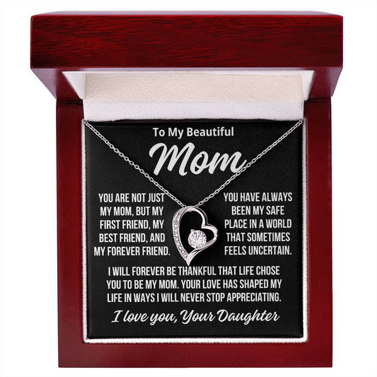 To Mom From Daughter "My Safe Place.." Zirconia Necklace