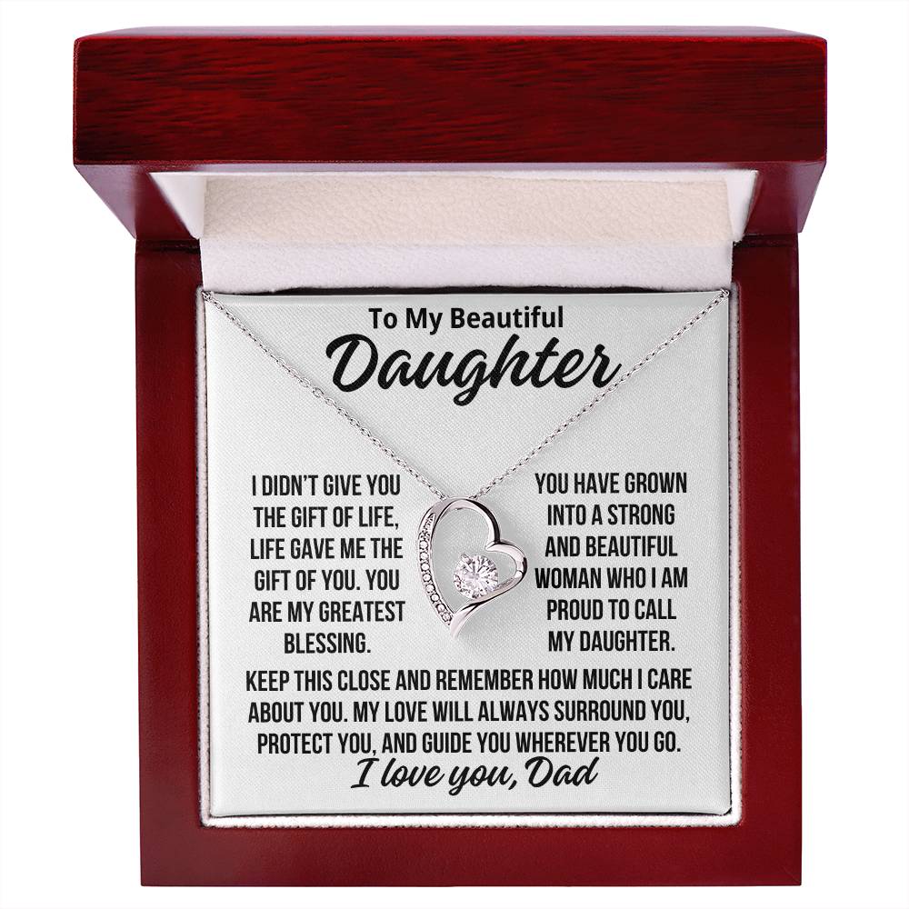 To My Daughter From Dad "Love Will Always Surround You..." Zirconia Necklace