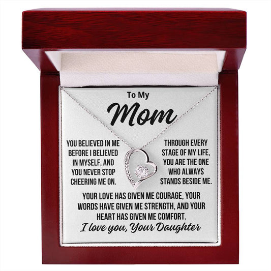 To Mom From Daughter "You believed in me.." Zirconia Necklace