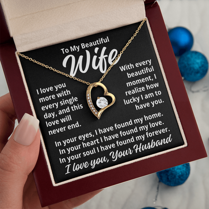 To My Wife  "I Love You More..." Zirconia Necklace