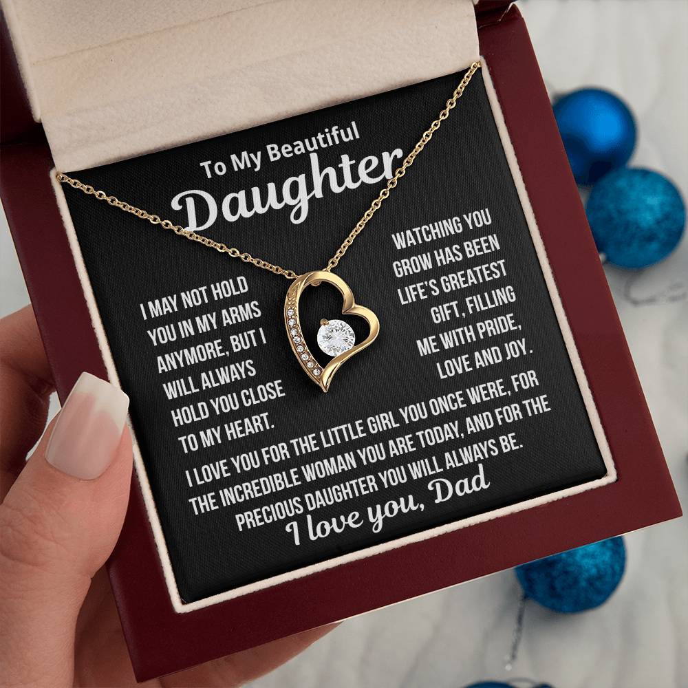 To My Daughter "Hold you close to my heart..." Zirconia Necklace