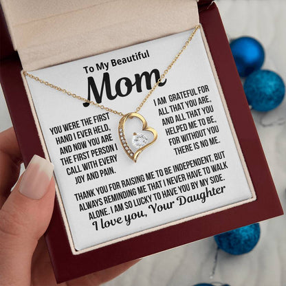 To My Mom "Grateful For All That You Are..." Zirconia Necklace