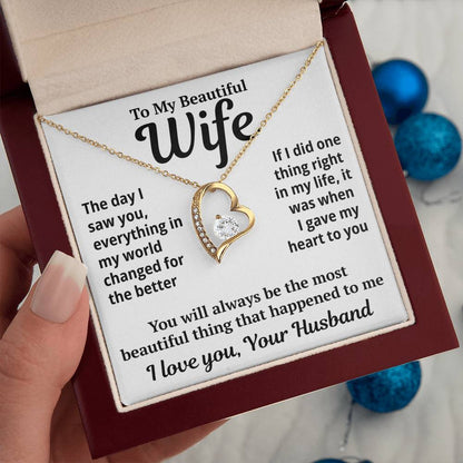 To My Wife "My World Changed For The Better..." Zirconia Necklace