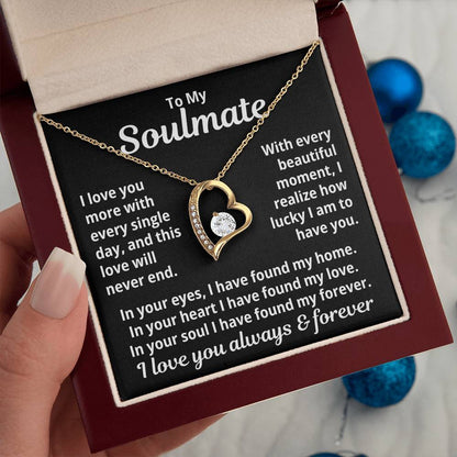 To My Soulmate  "Love You More Every Day...." Zirconia Necklace
