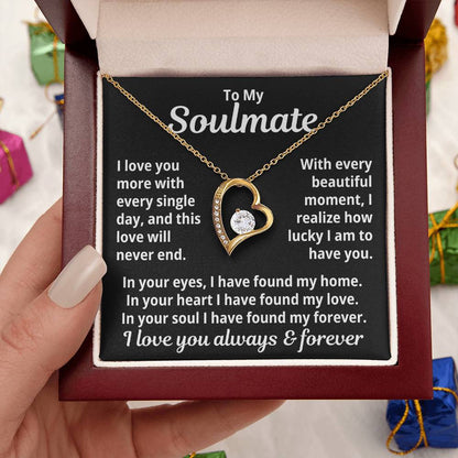 To My Soulmate  "Love You More Every Day...." Zirconia Necklace