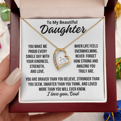 To My Daughter From Dad "You Make Me Proud.. " Zirconia Necklace