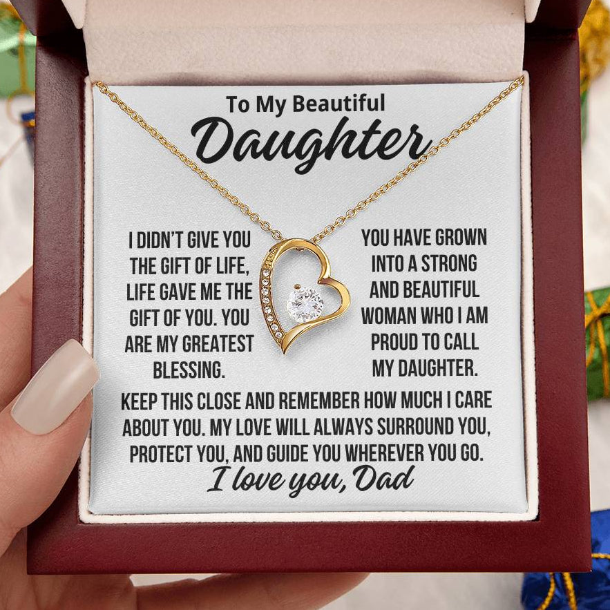 To My Daughter From Dad "Love Will Always Surround You..." Zirconia Necklace