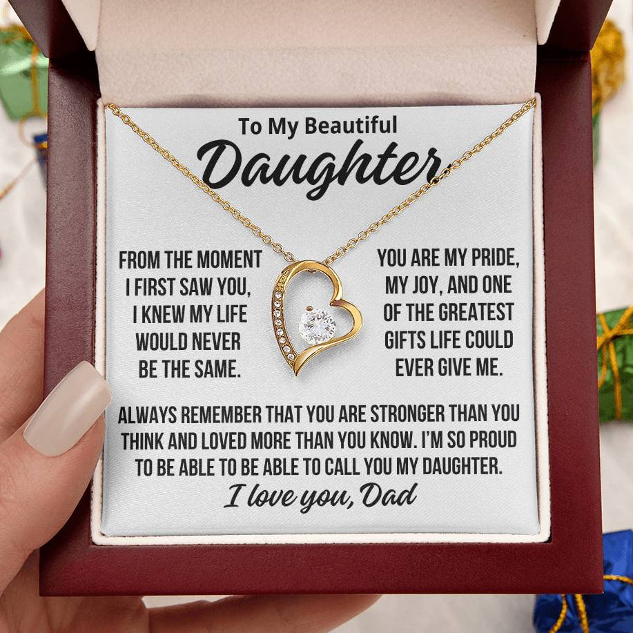 To My Daughter From Dad "Proud To Call You My Daughter.." Zirconia Necklace