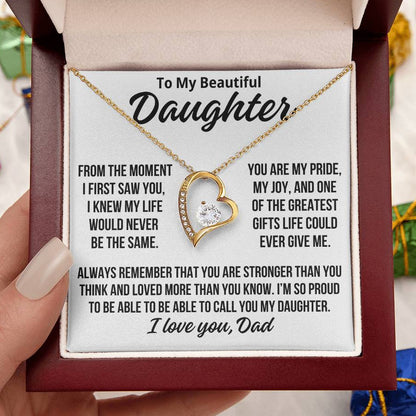 To My Daughter From Dad "Proud To Call You My Daughter.." Zirconia Necklace