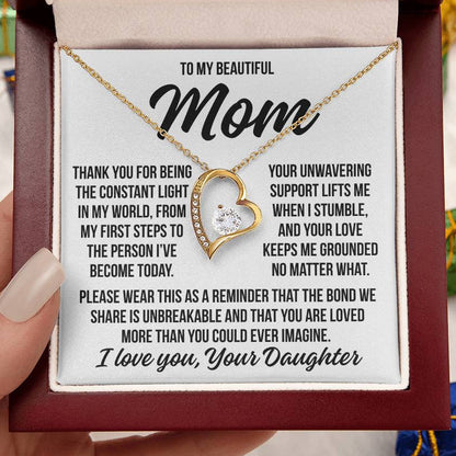 To My Mom "The Constant Light..." Zirconia Necklace